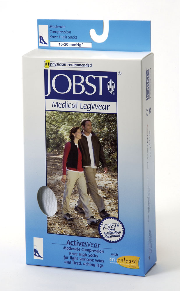 BSN Medical Jobst Activewear Athletic Knee High Support Socks 15 20 Mmhg - White - Medium
