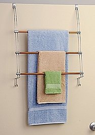 Better Sleep and Bath Over-the-door Triple Towel Bar 5.6 x 24.7 x 1 in. Bamboo/Bronze