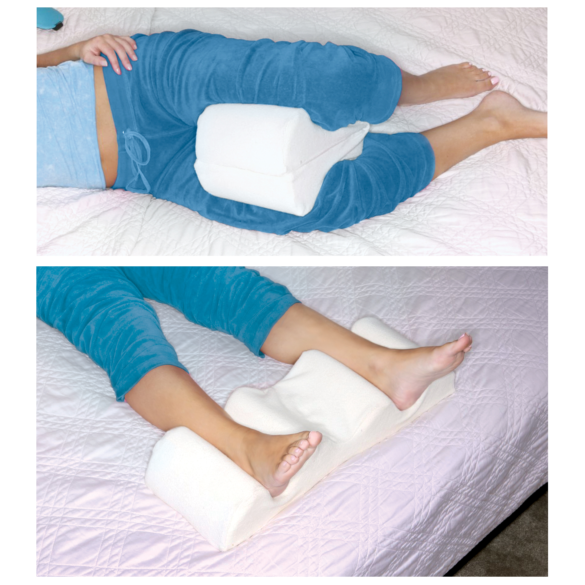 Better Sleep Pillow Leg Wedge Pillow - Best Memory Foam 2-in-1 Knee Pillows for Sleeping and Support for Legs