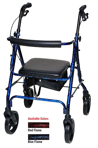 ALEX ORTHOPEDIC Deluxe Rollator With Loop Brakes - Red Flame