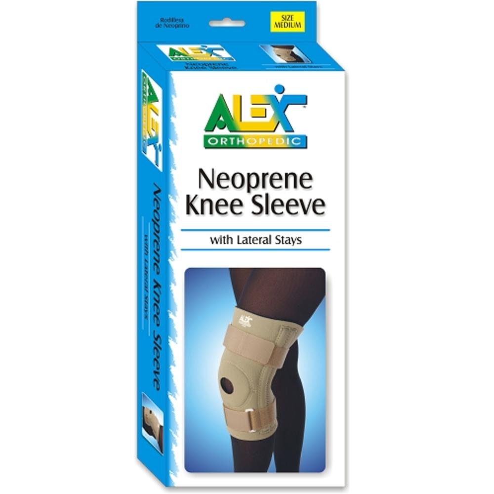 ALEX ORTHOPEDIC Neoprene Knee Sleeve Open Patella With Spiral Stays Black - Medium