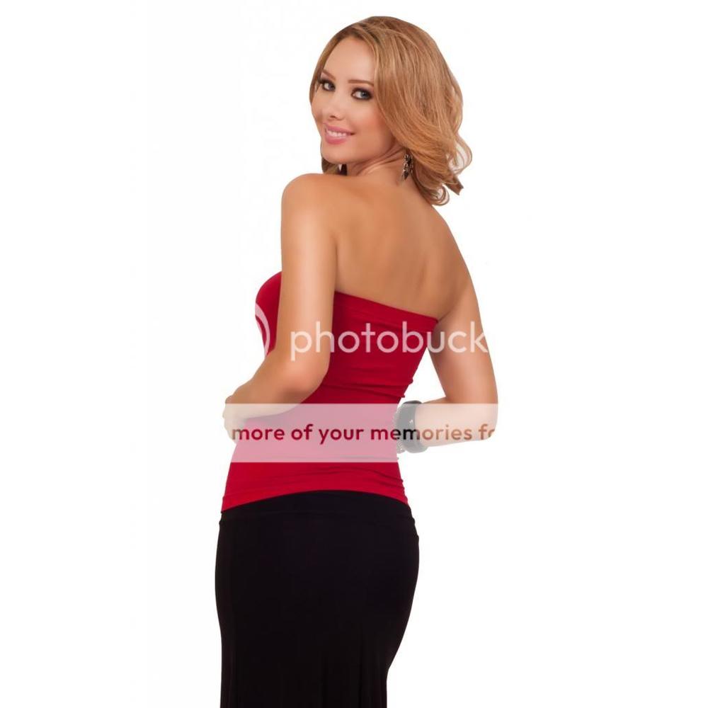 Hot From Hollywood Straight Neck Tube Fitted Seamless Bodycon Sexy Slimming Strapless Casual Top