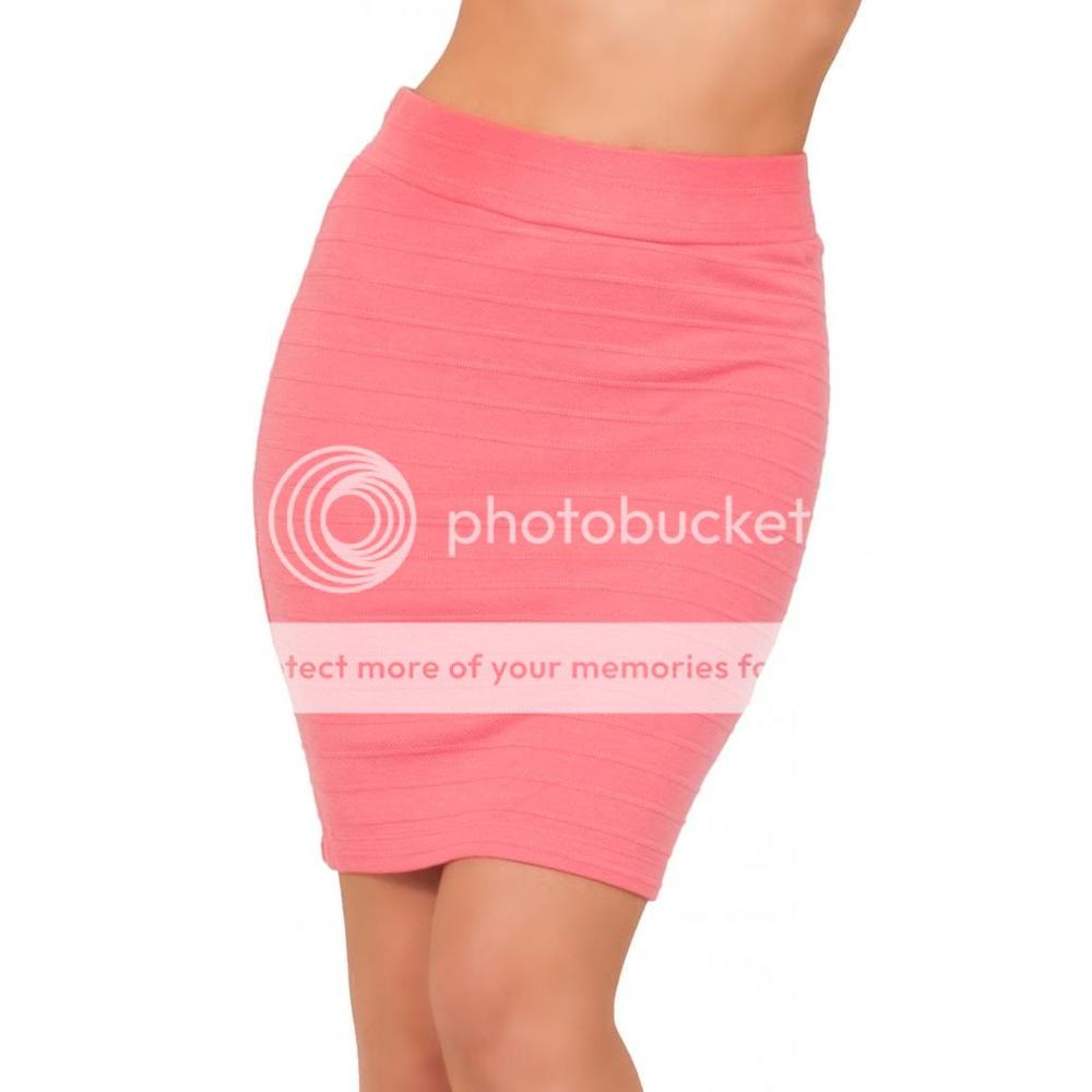 Hot From Hollywood Sexy Textured Bodice Stretch Spandex Fitted Soft Club Work Pencil Skirt
