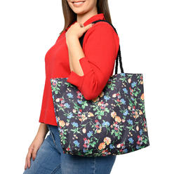 Disney Women's Disney Minnie Mouse Shoulder Bag Floral Carry On Travel Tote Black