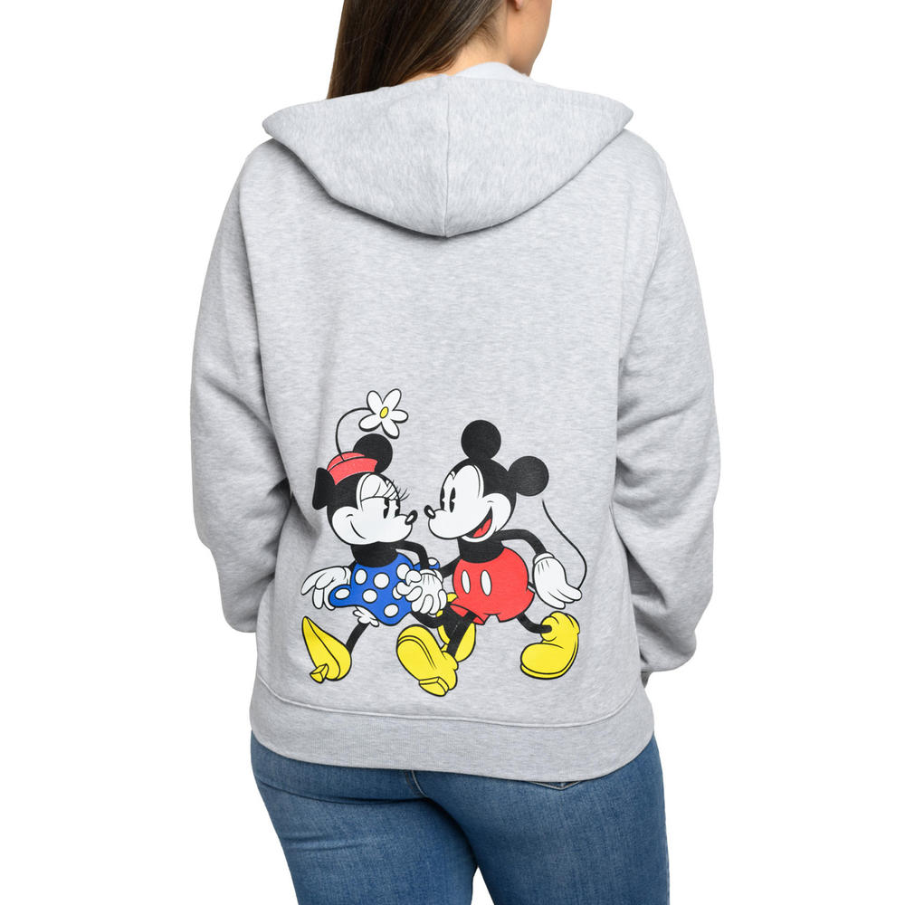 Women's Plus Size Disney Mickey Minnie Mouse Stroll Front Back Zip Hoodie  Sweatshirt Gray