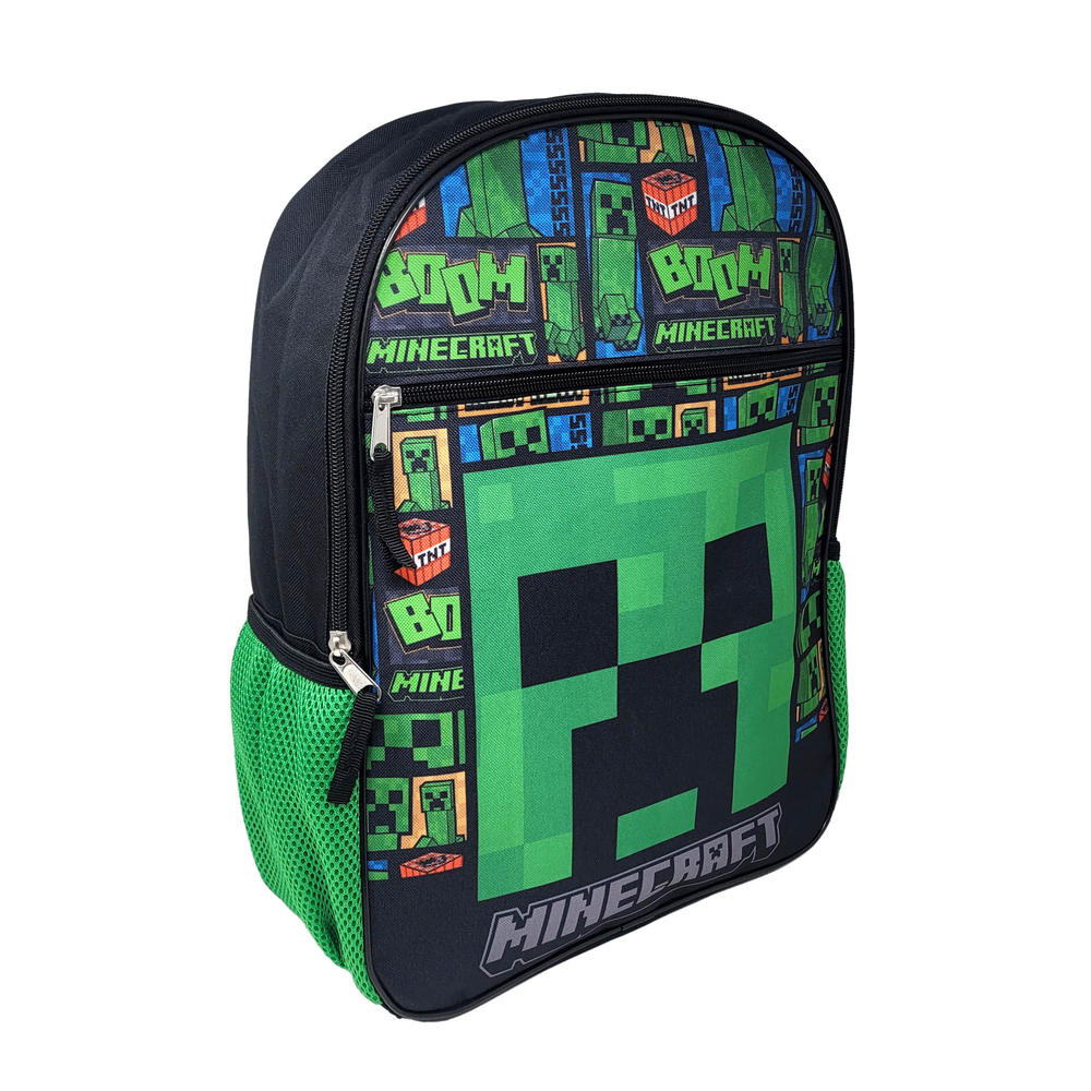 Minecraft Backpack 16" Creepers Front Pocket Boom TNT Green Boys Kids