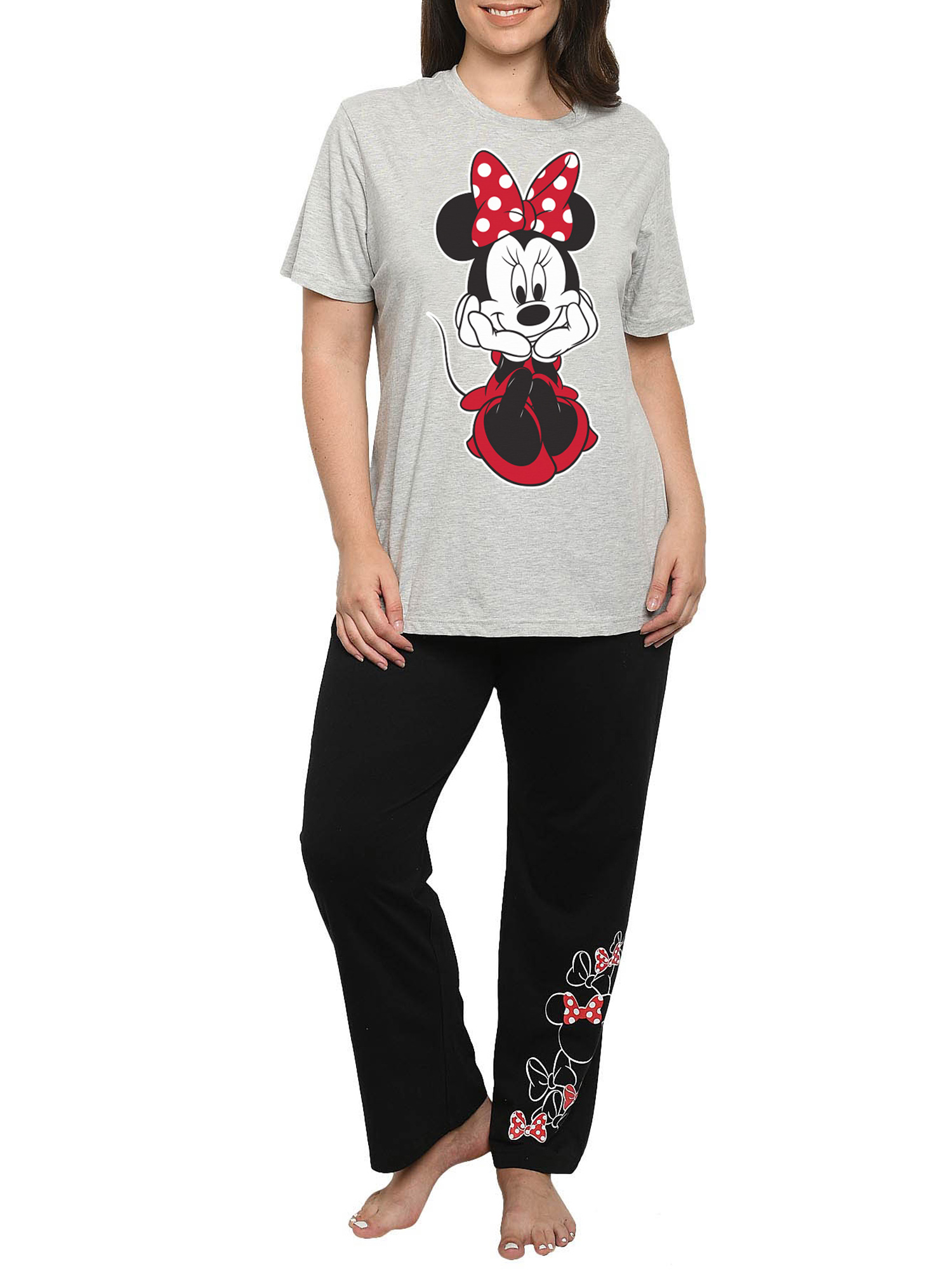 Disney Womens Plus Size Minnie Mouse T-Shirt & Lounge Pajama Pants 2 PC Set
