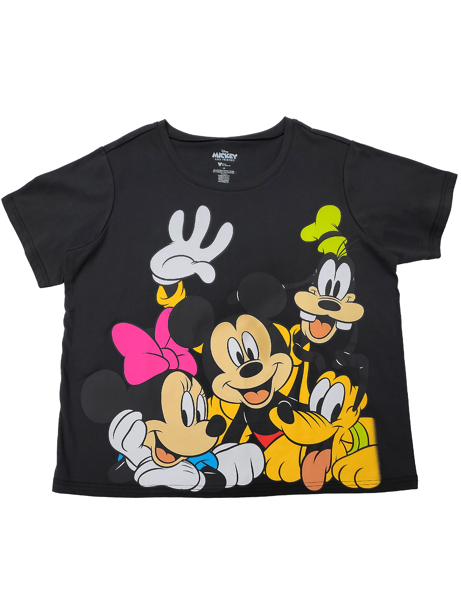Disney Women's Plus Size Mickey Mouse & Crew Cropped T-Shirt Minnie Goofy Pluto