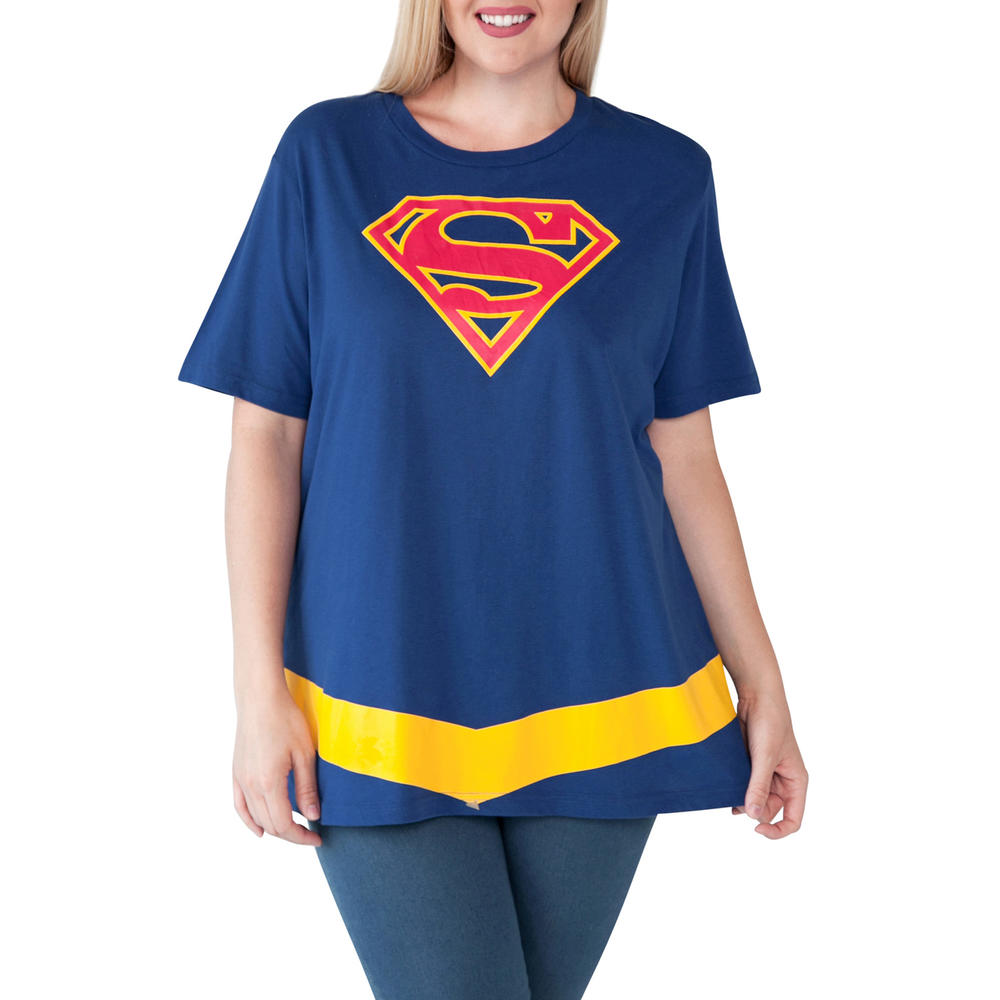 DC Comics Supergirl T-Shirt Costume Tee Women's Plus Superhero DC Comics Blue