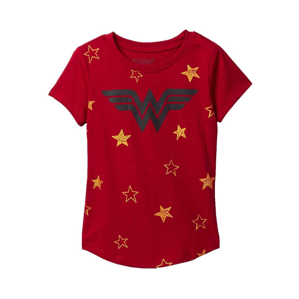 DC Comics Wonder Woman T-Shirt Superhero Logo Stars Short Sleeve Red DC Comics Girls