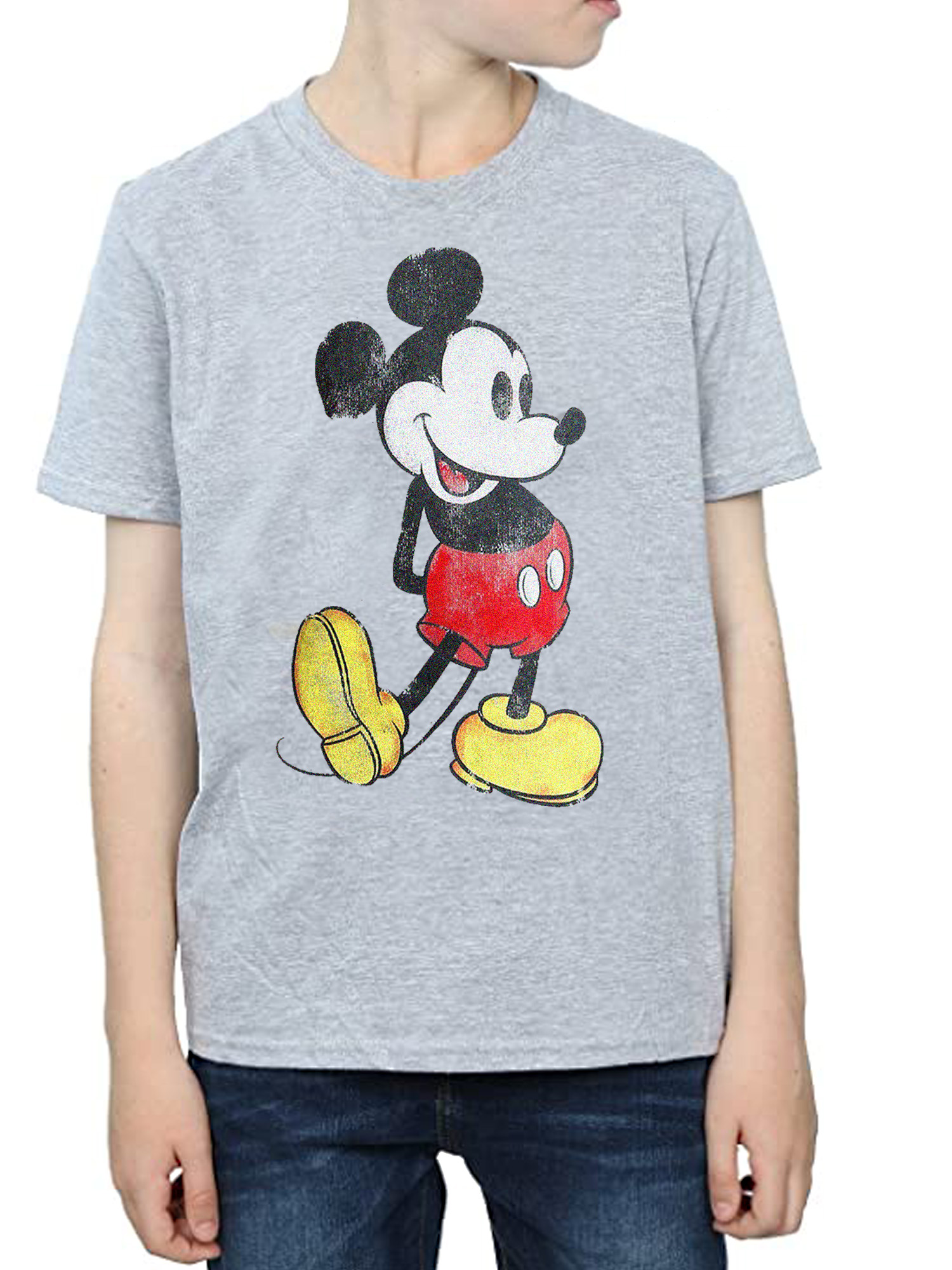 Disney Boys Disney Classic Mickey Mouse T-Shirt Short Sleeve Distressed (XS Only)