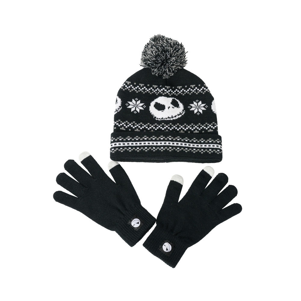 Disney Adult Nightmare Before Christmas Knit Beanie Hat & Touch Screen Gloves Unisex