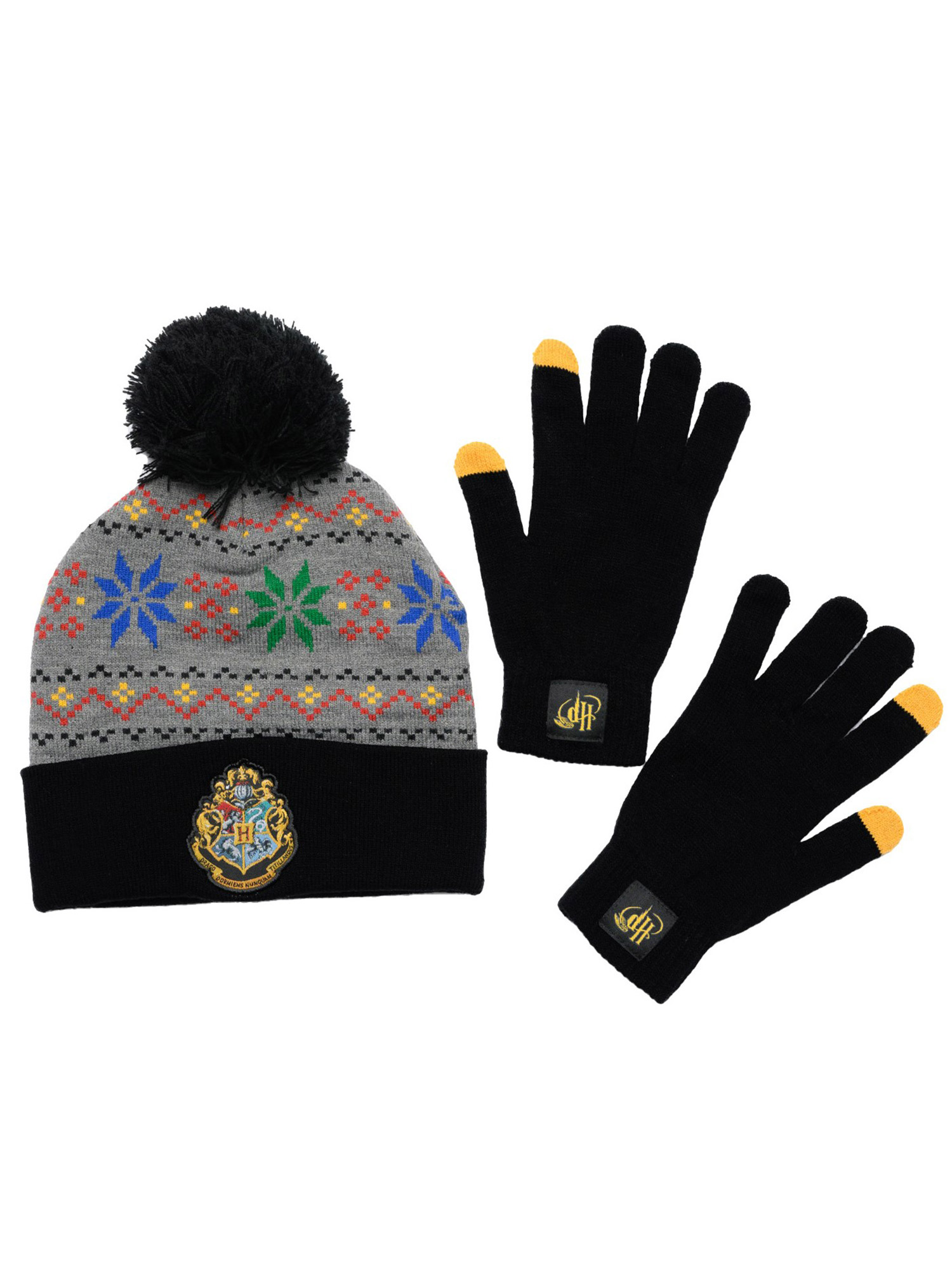 HARRY POTTER Adult Harry Potter Beanie Hat with Gloves Touch Screen Women's Knit Hogwarts Set