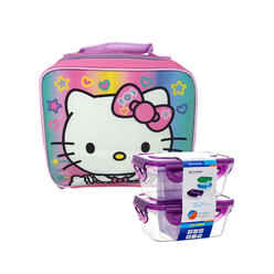 Hello Kitty Insulated Lunch Bag Girls Sanrio w/ 2-Piece Food Container Set