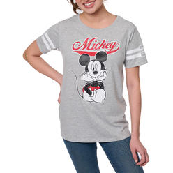 Disney Mickey Mouse Striped Short Sleeve T-Shirt Disney Varsity Women's