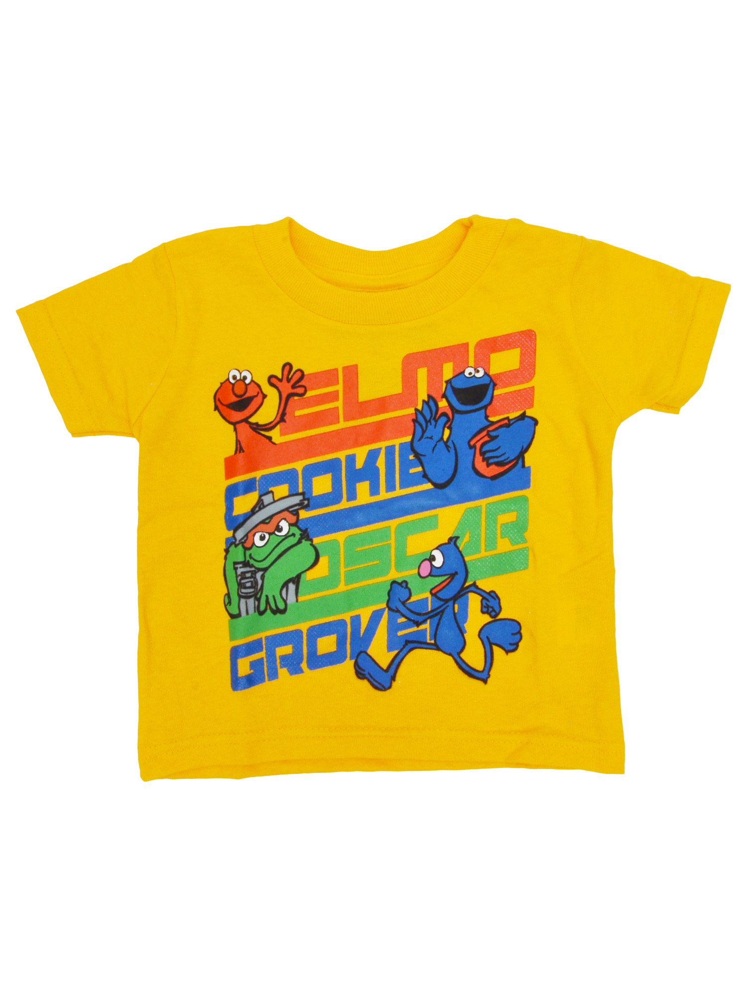 Baby Boys Sesame Street Names T Shirt Short Sleeve Yellow