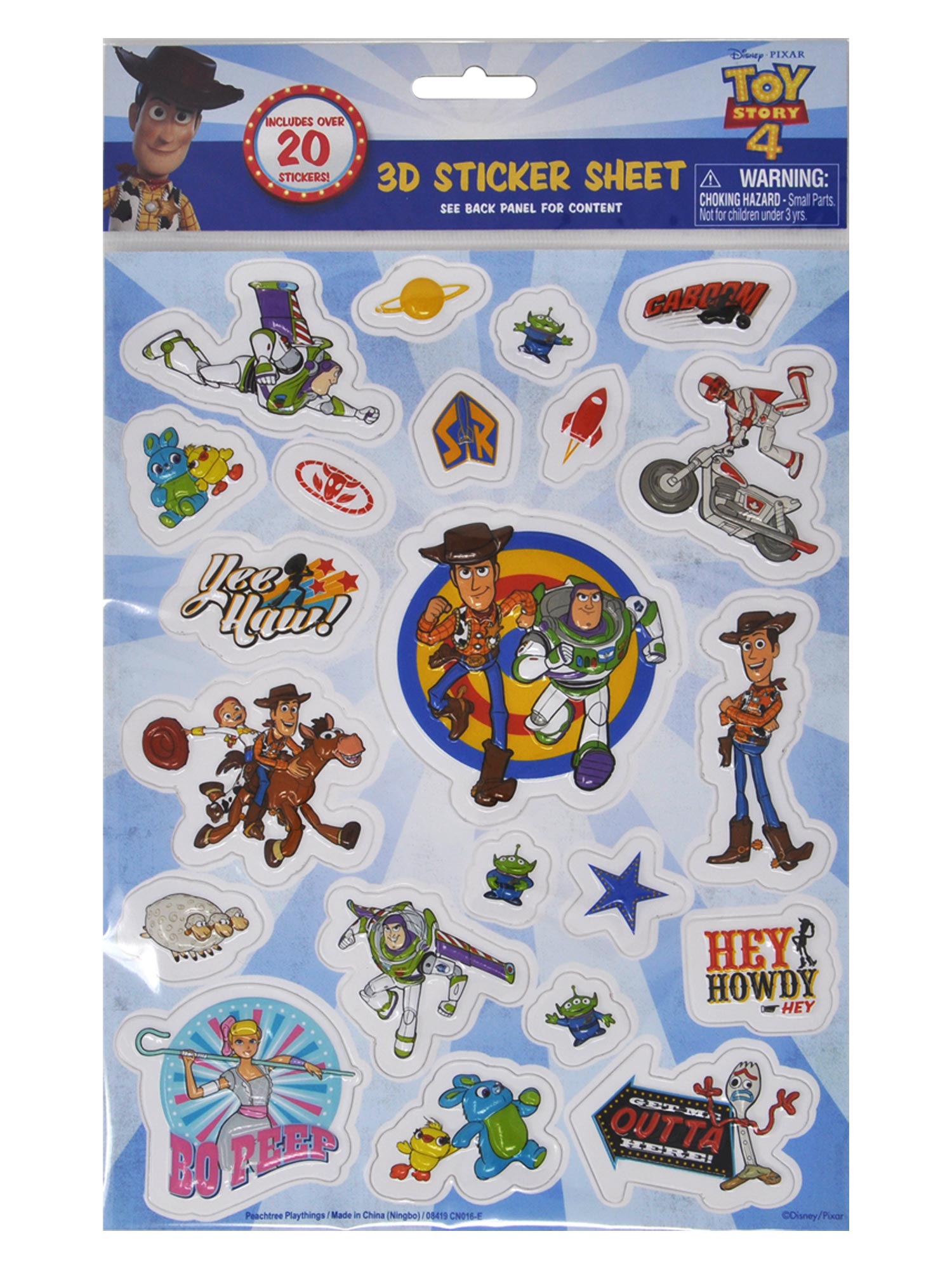 Disney Toy Story 4 Forky Key Chain 10 Tote Bag 3d Stickers 20 Ct 3 Piece Set