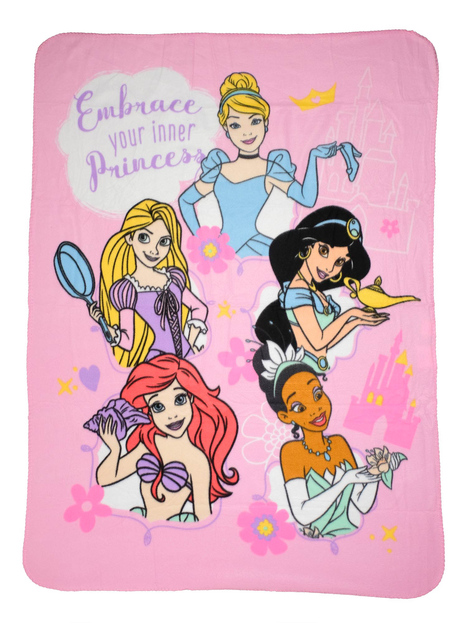 Disney Princesses Girls Throw Blanket 45x60 Ariel Jasmine Tiana Rapunzel