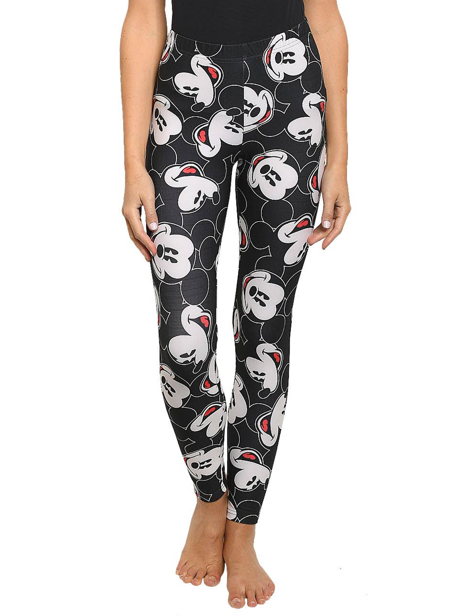 Disney Juniors Disney Mickey Mouse Faces Leggings All-Over Print Stretch (Size Small)