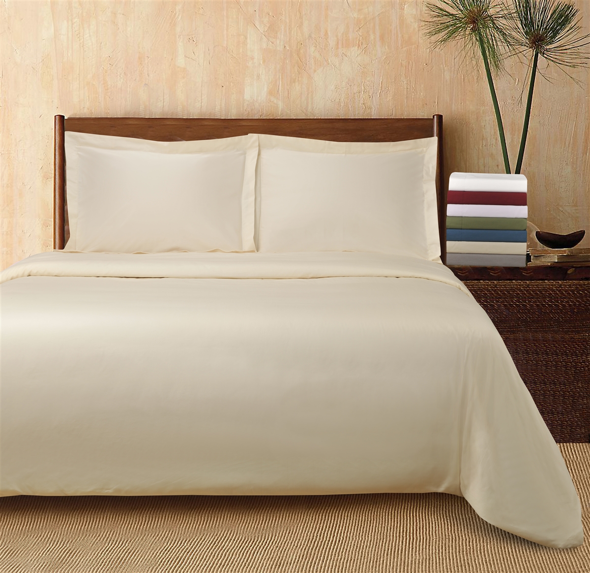 GoLinens Luxury 300 Thread Count 100% Percale Cotton Solid Duvet Cover Set with Pillowshams