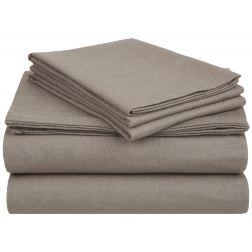 GoLinens Luxury Plain - Solid Pattern 100% Cotton Flannel Sheet Set [Fitted Sheet with Deep Pocket,Flat Sheet + Pillowcases]