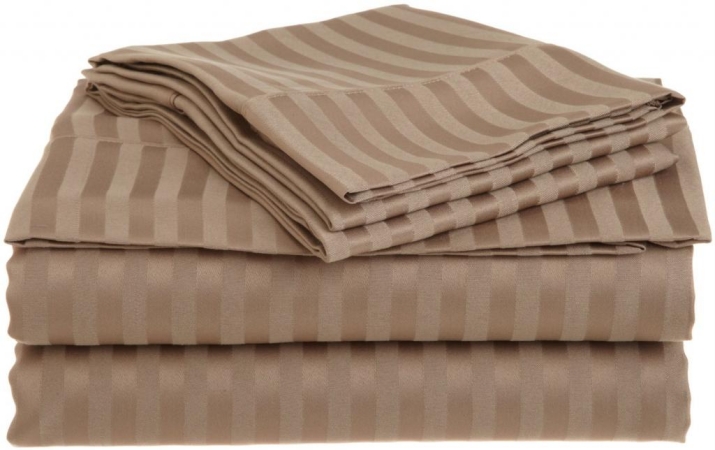 Vanessa Collection Microfiber Twin Sheet Set Stripe  Taupe