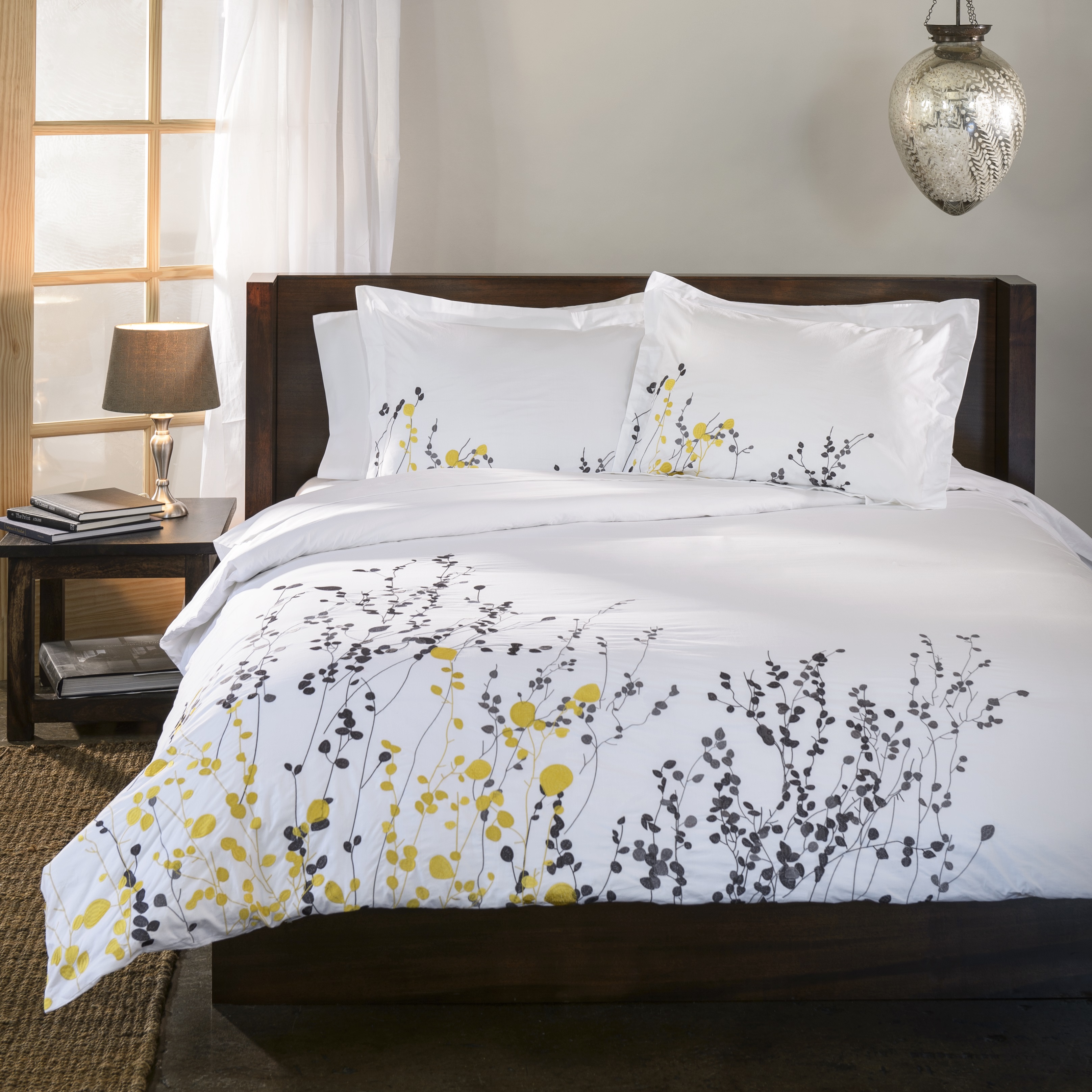 IMPRESSIONS REED Duvet Cover Set With Pillow Shams, Soft Cotton, Embroidered Design