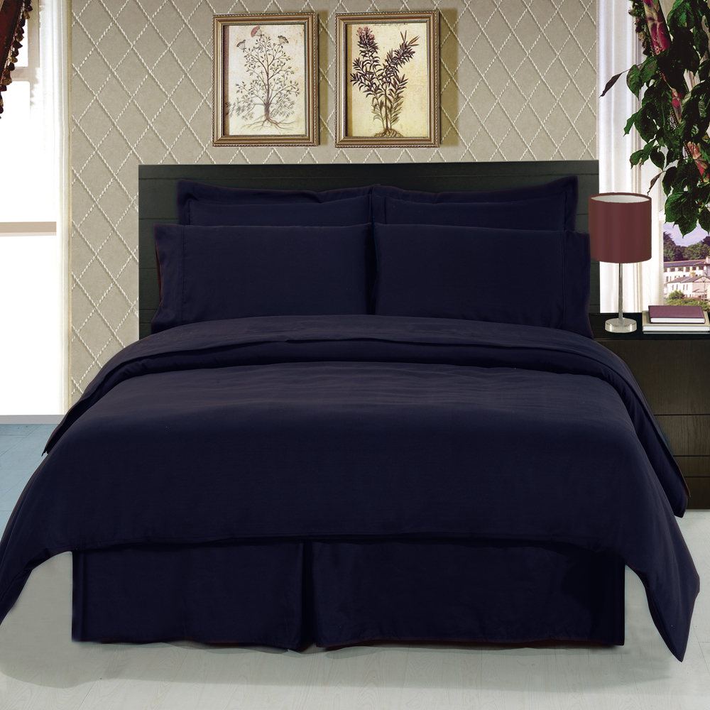 GoLinens Luxury Solid Navy Down Alternative Bed in a Bag Set (Comforter, Fitted and Flat Sheet,Duvet Cove,2 pillowcases and 2 shams)
