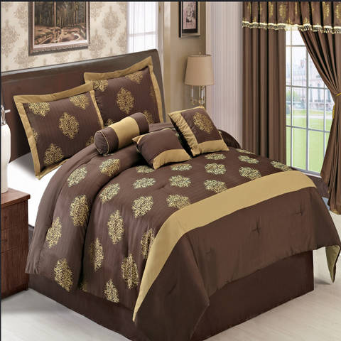 GoLinens Luxury Copper and Chocolate Brown 11-Piece Bed in a Bag