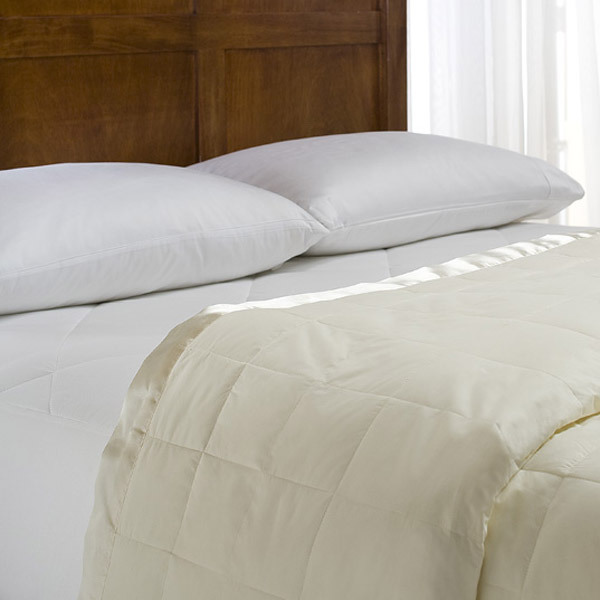 GoLinens Luxury IVORY Light Weight Down Cotton Hypoallergenic Blanket with Satin Trim [1 yr US Warranty]