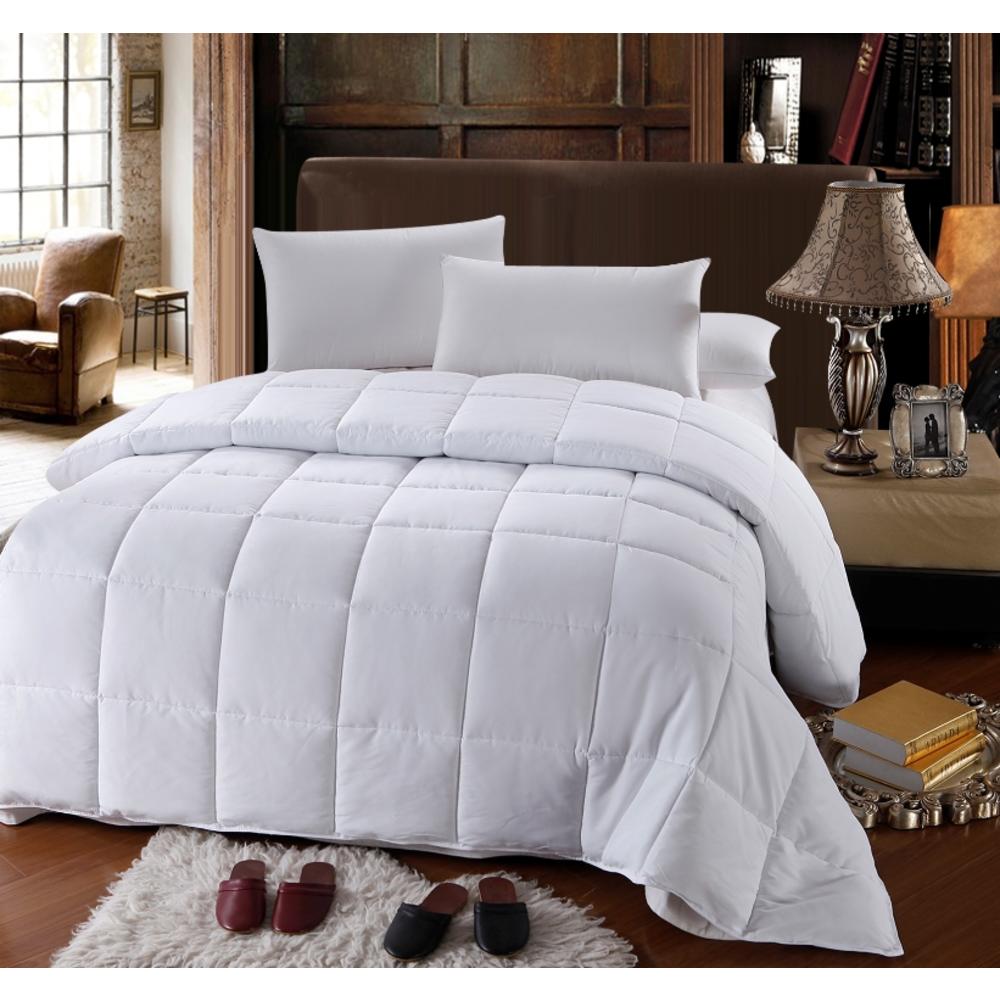GoLinens Luxury Gray / White Silky Soft 100% Premium  Long Staple Combed Cotton Reversible Down Alternative Comforter with Pillow Shams