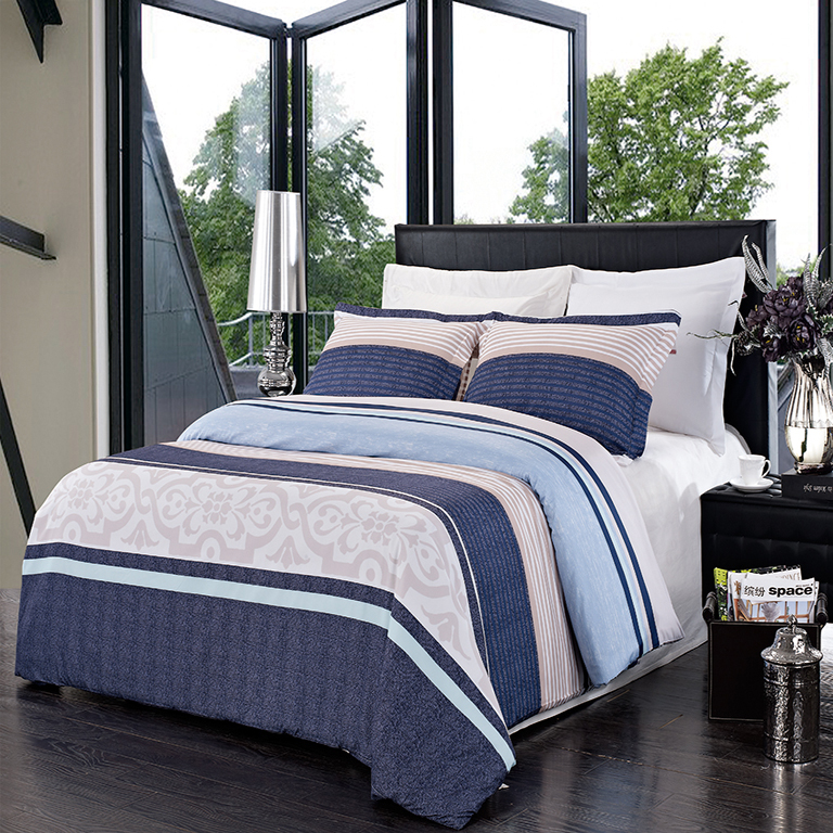 GoLinens Luxury Blue, Grey, White, Turquoise Print Pattern Wrinkle Free Down Alternative Comforter with Pillow Shams