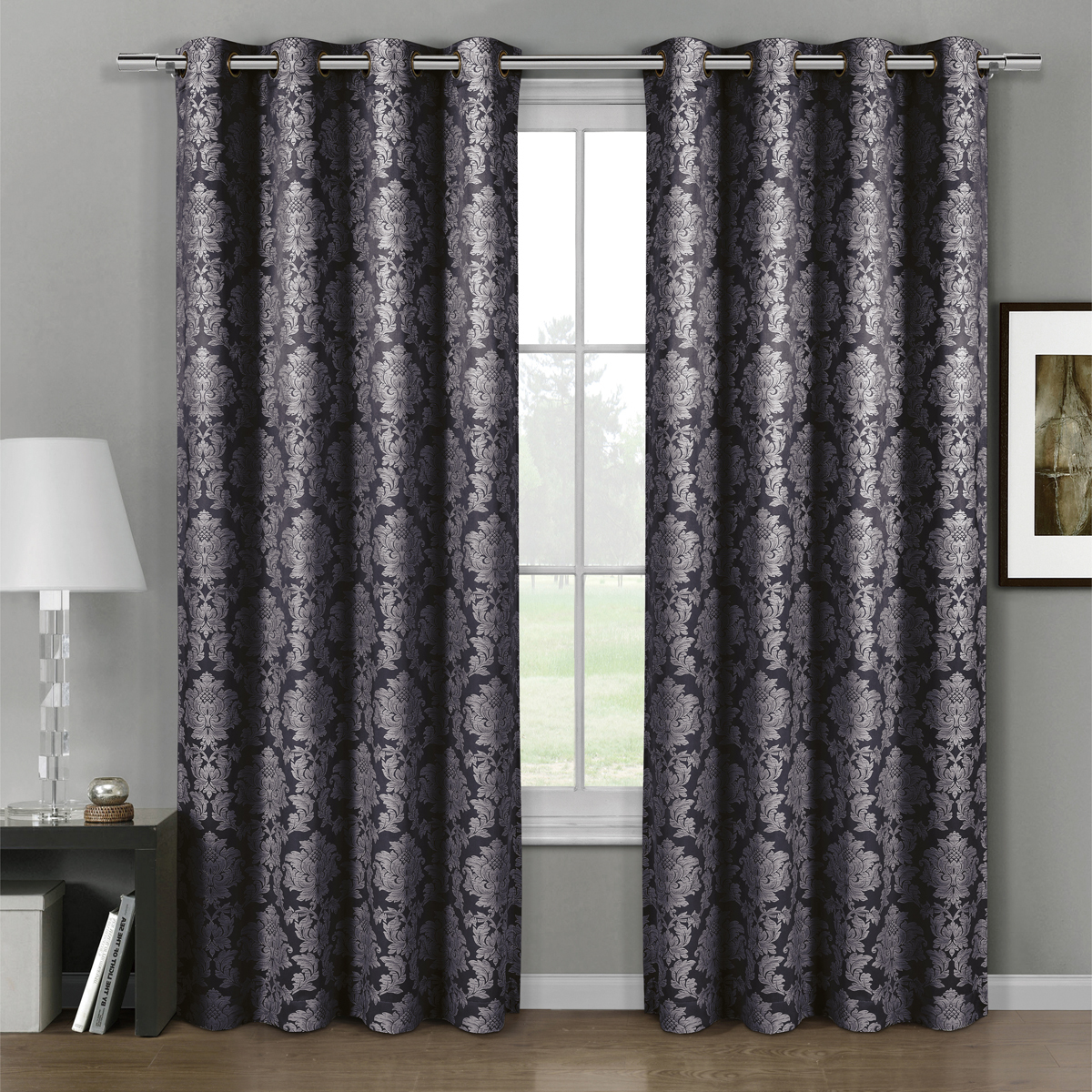 GoLinens Luxury Casual & Contemporary Jacquard  Grommet  108" x 63" Window CurtainPanel Pair [ Set of Two ]