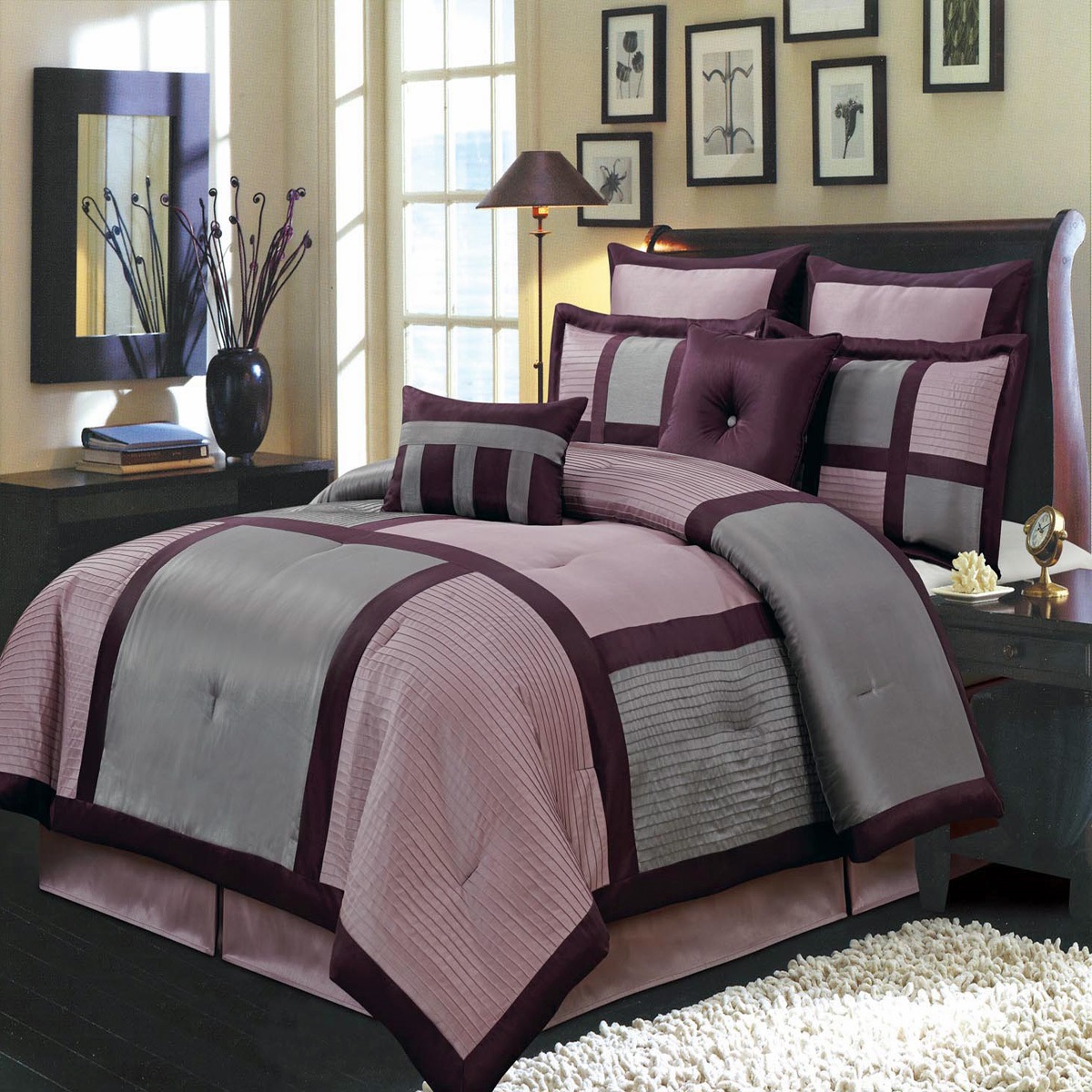 GoLinens Luxury Purple and Gray Shades 12-Piece Plum Bed in a Bag