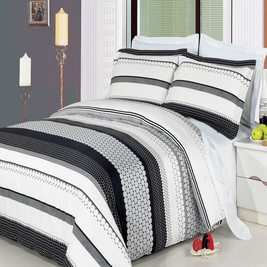 GoLinens Luxury 300 Thread Count Black, White & Grey Prints 100% Premium Long Staple Combed Cotton 8 Piece Duvet - Sheet - Comforter Set