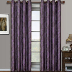 GoLinens Luxury  Pair (Set of 2) Jacquard Grommet Window Curtain Panels - Purple