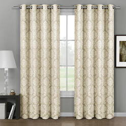 GoLinens Luxury Casual & Contemporary Jacquard  Grommet  108" x 108" Window CurtainPanel Pair [ Set of Two ]