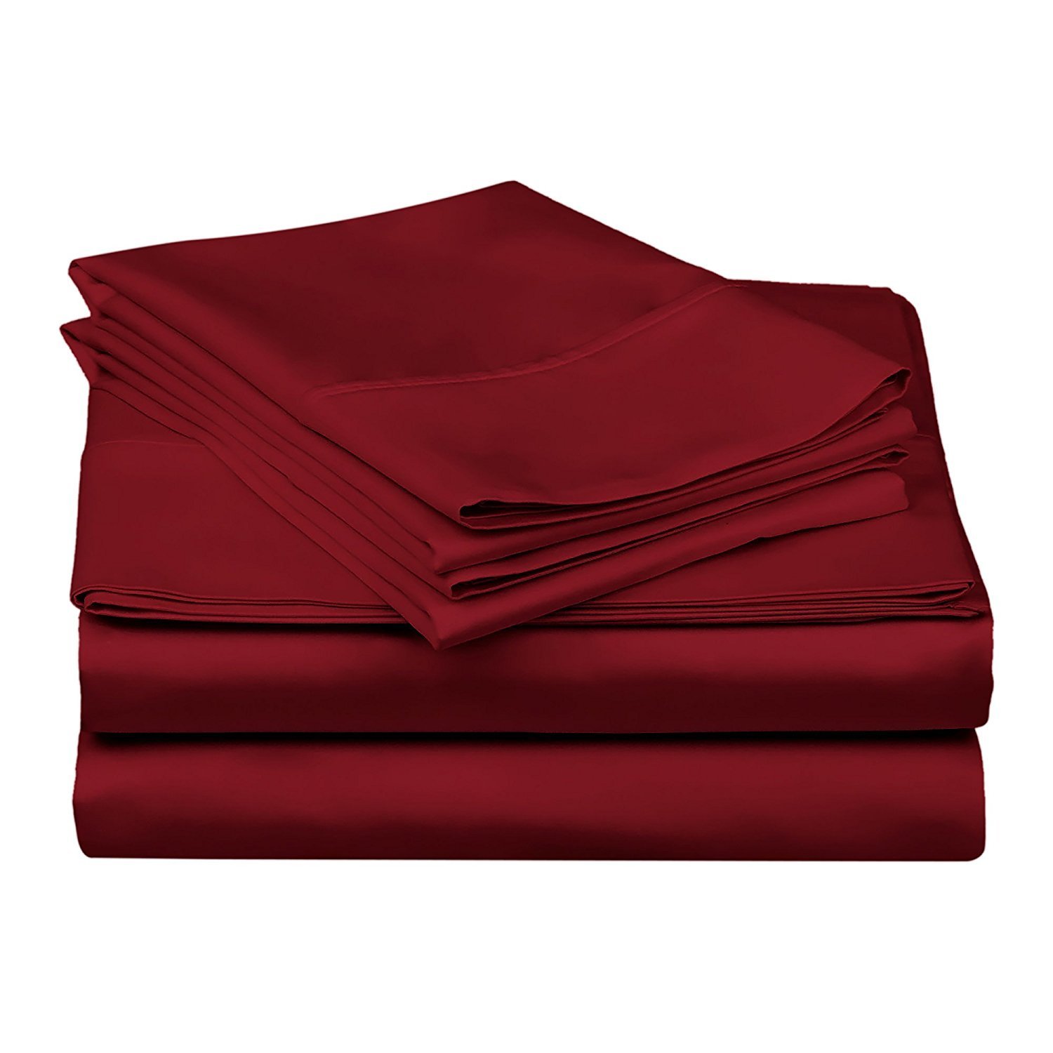 GoLinens Luxury 600 Thread Count 100% Certified Extra Long Staple Premium Combed Cotton Bed Sheet Set - Plain- Burgundy