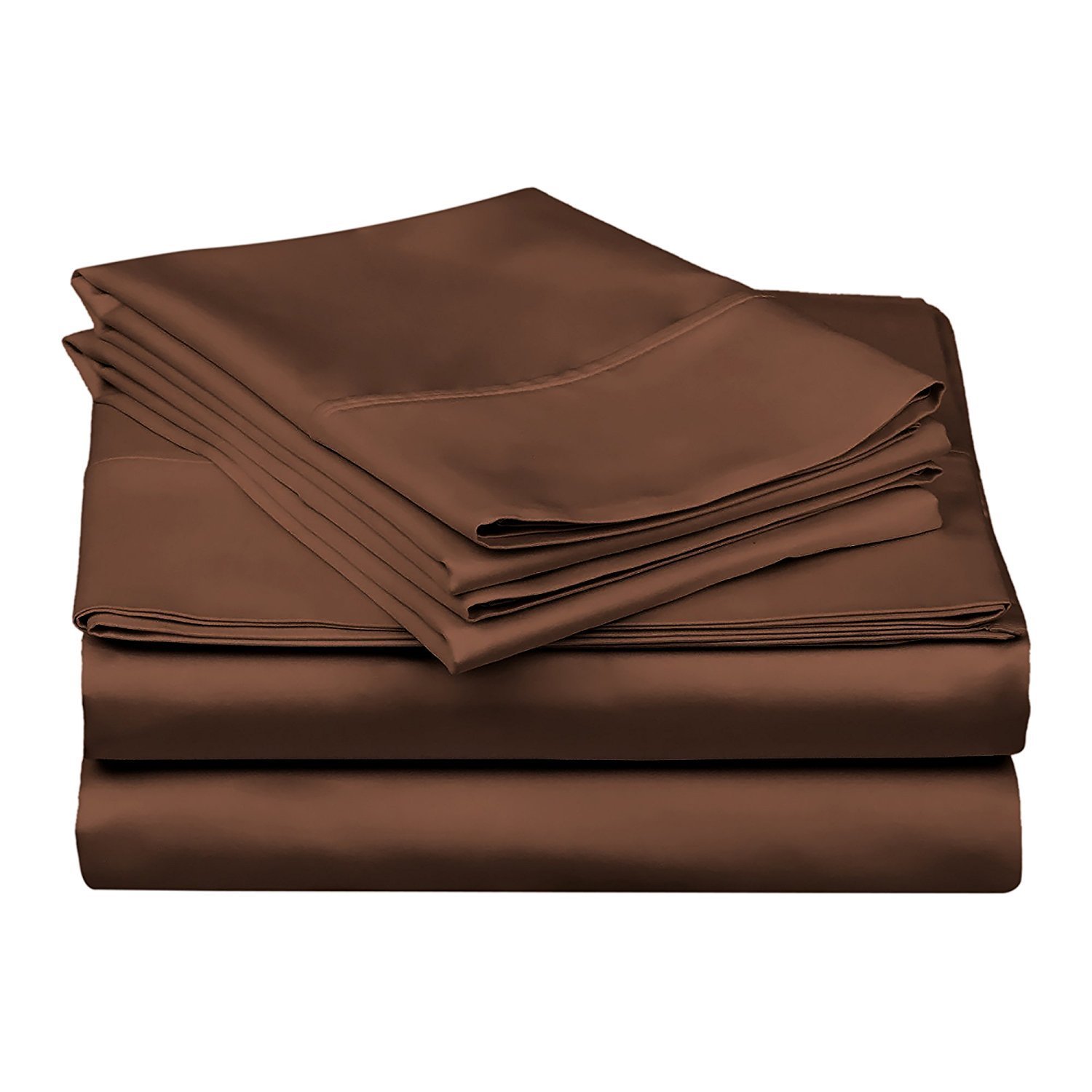 GoLinens Luxury 300 Thread Count 100% Certified Premium Extra Long Staple Giza Combed Cotton Bed Sheet Set - Plain- Chocolate