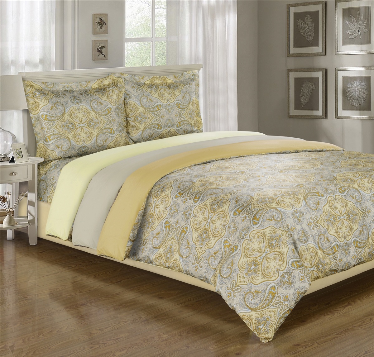 Golinens Luxury Gold And Silver Themed Paisley Design Wrinkle Free