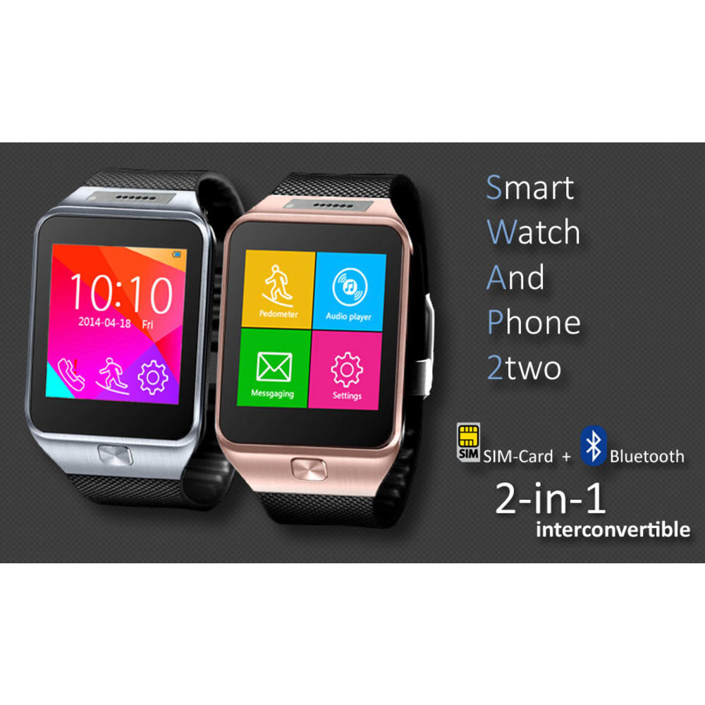 IndigiÂ® UNLOCKED! GSM Wireless + Bluetooth SmartWatch Phone Built-in Camera Micro Sim-Card Slot (AT&T / T-mobile) (Silver)