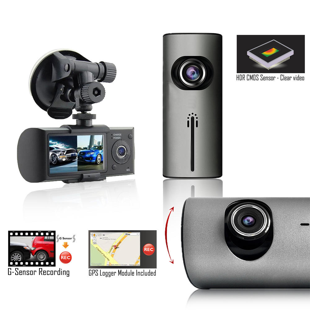 Indigi NEW XR300 Dashboard CAM DVR Recorder + 2.7" LCD + GPS Module + Front & In-Car Camera