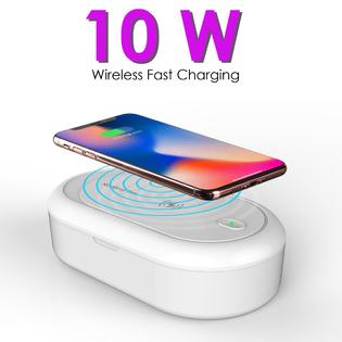 Indigi QiWireless-04 UV Sterilization Box by Cleaning Sanitation from UV-C LEDs & Aroma Diffuser w/ Built-in Wireless Charging Lid