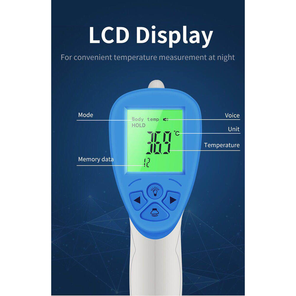 IndigiÂ® Portable Instant Scan Non-Contact Digital Thermometer w/ Back lit LCD