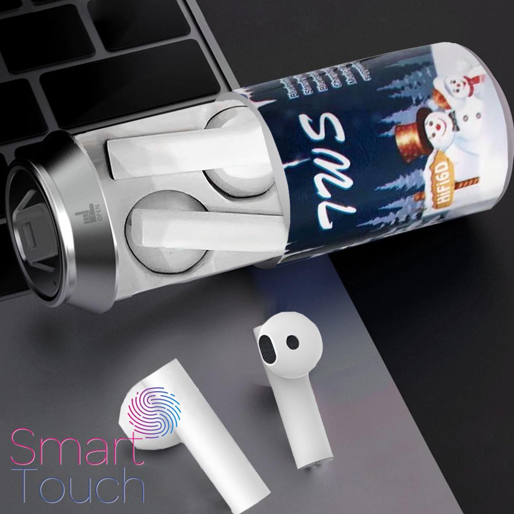 Indigi Great Xmas Gift Idea! EarBuds Universal Wireless EarBud Headphone - HD Binuaral Stereo w/ Soda Can Charging Case (WHT)
