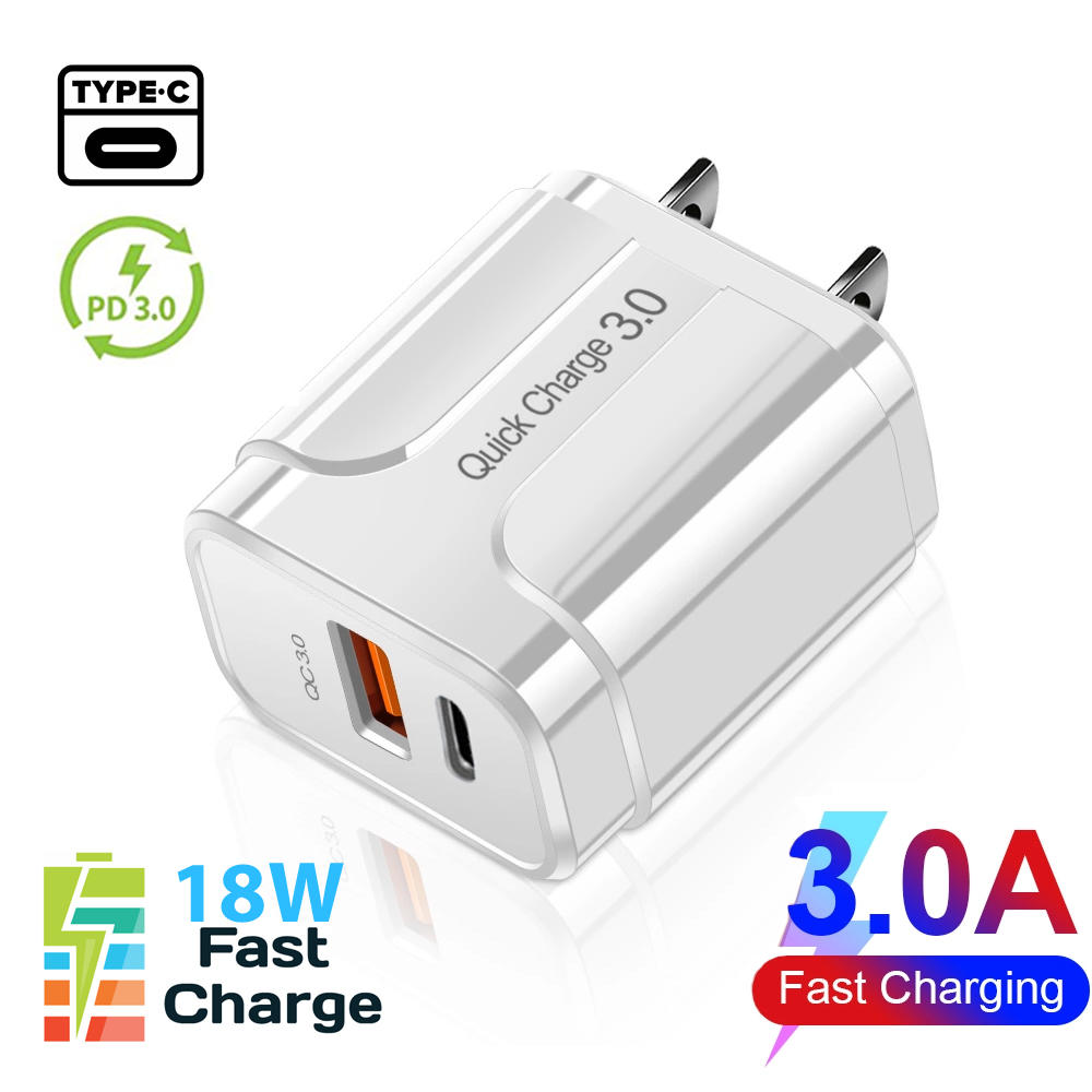 Indigi 18W Fast Charge USB Brick (DualPort Power Delivery USB Type-C & USB-A) iPhone 12