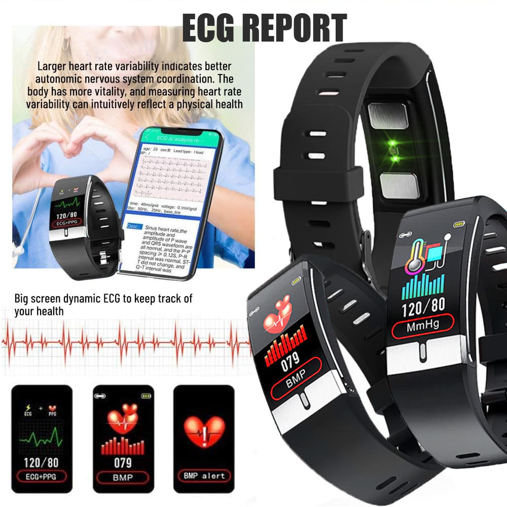 Indigi 1.08-inch IP68 Fitness Bracelet Sport Bracelet - Health Suite (Heart Rate, Blood Pressure/Oxygen (SPO2) *ECG*