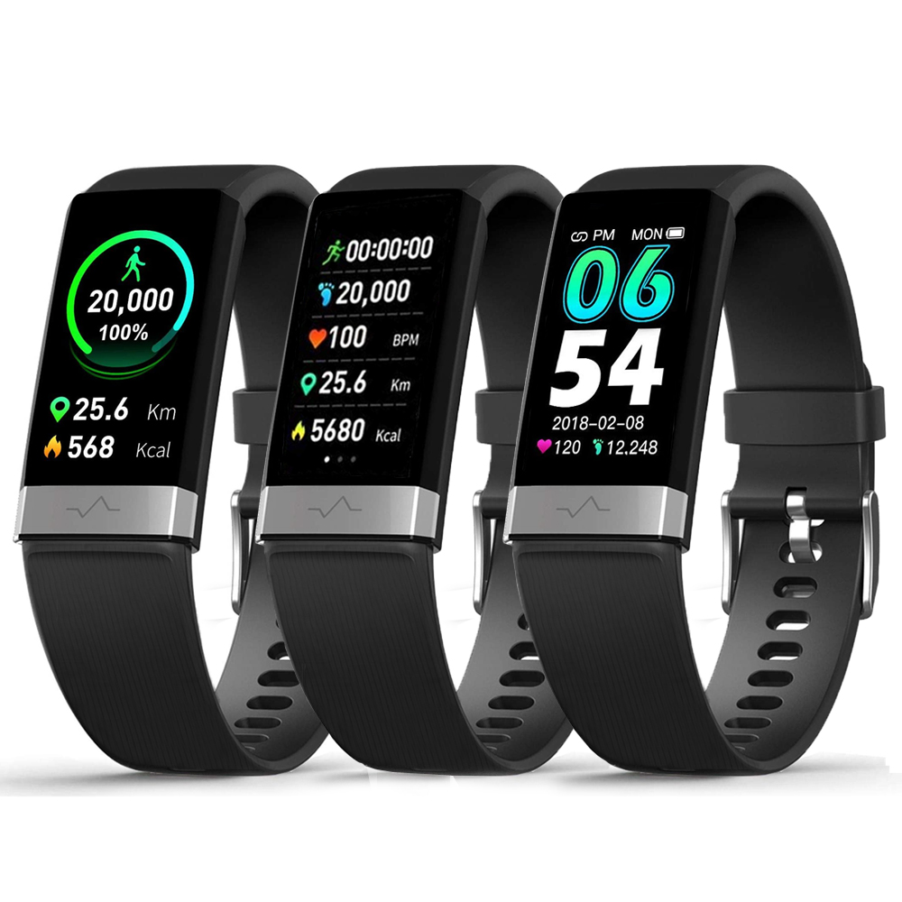 Indigi TS1 Fitness Band w/ Health Tracking (Heart Rate Monitor + Body Temp & Pressure + Pedometer) Call/SMS Alerts 