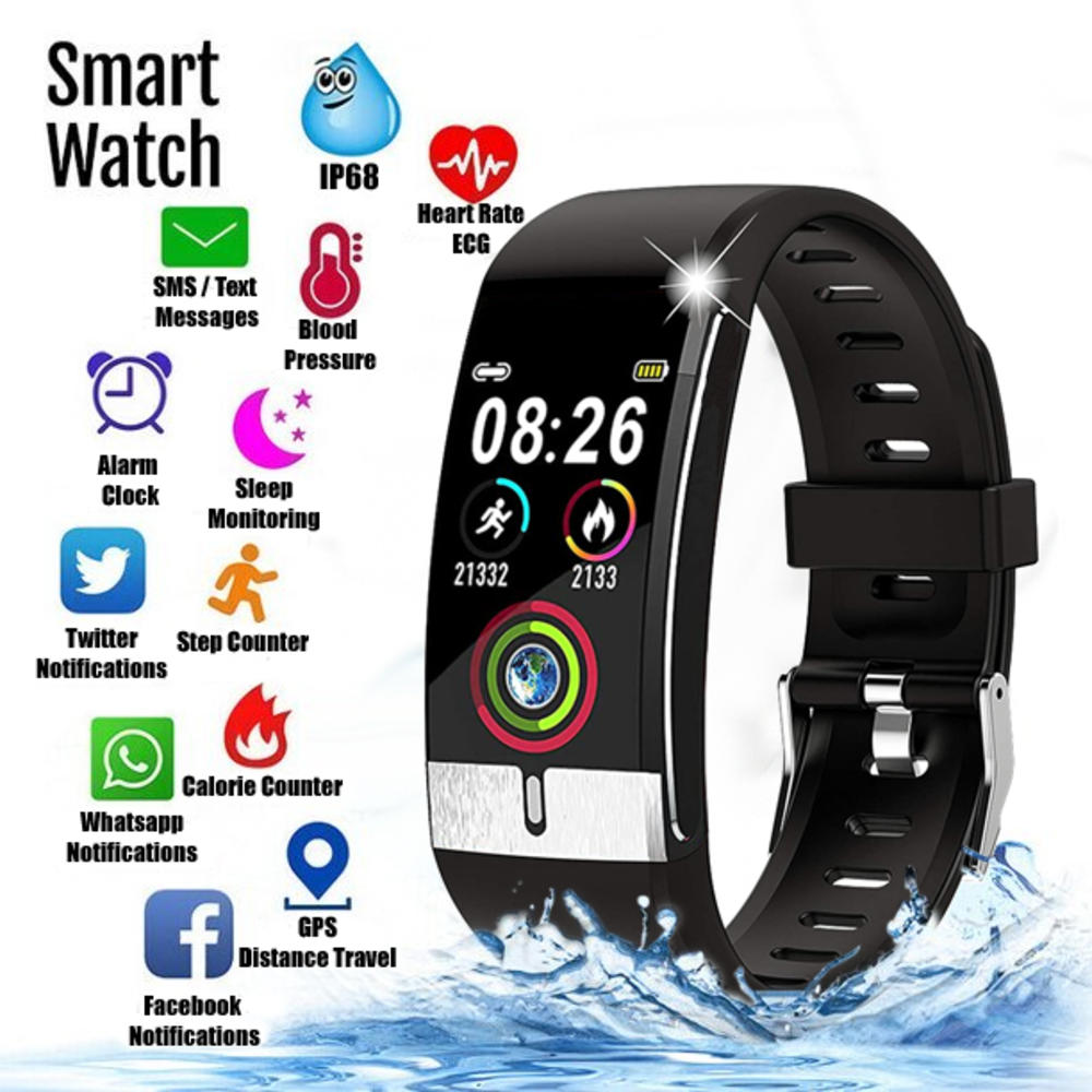 Indigi E66 Fitness Tracker & Watch - Smart Band with Sleep Monitor, Pedometer & BPM Monitor (Black)