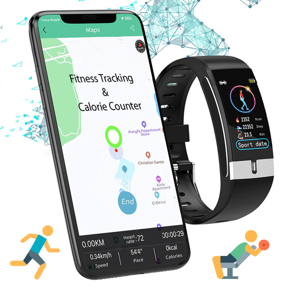 Indigi E66s Fitness Bracelet and Smart Watch - LED Display - Bluetooth Sync - BPM Sensor + Blood Pressure & Pedometer